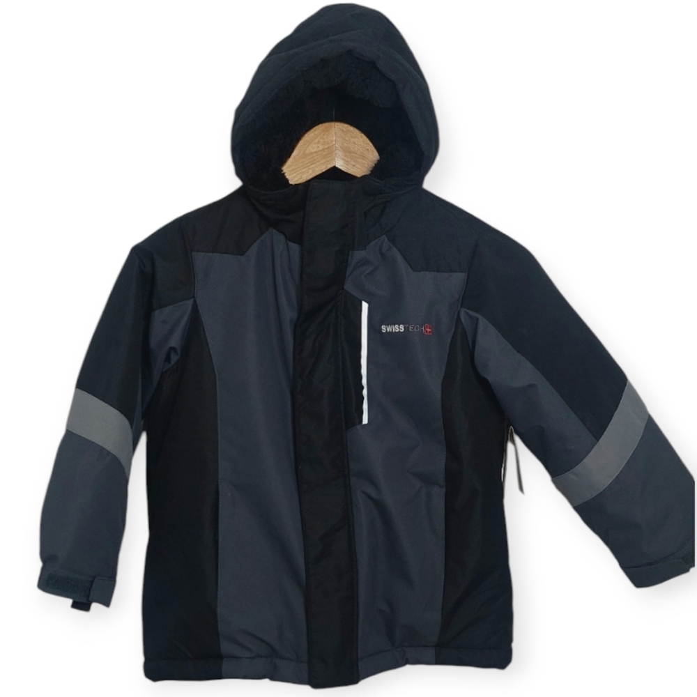 Swiss Tech Boy's Size XS 4 5 Coat Jacket Zip Up Gray Black Performance Gear